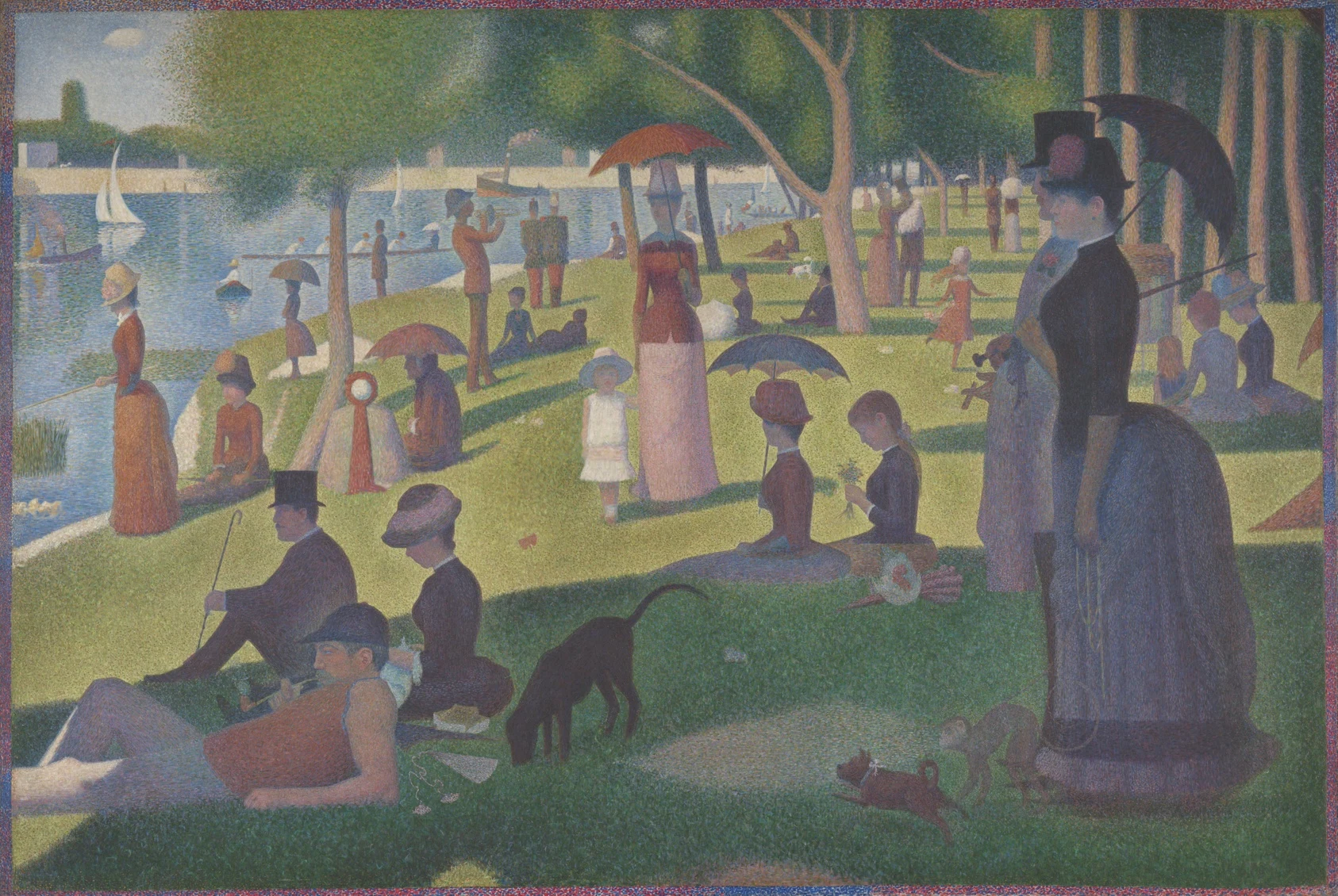 Georges Seurat, A Sunday on La Grande Jatte — 1884, 1884–86, border added 1888–89