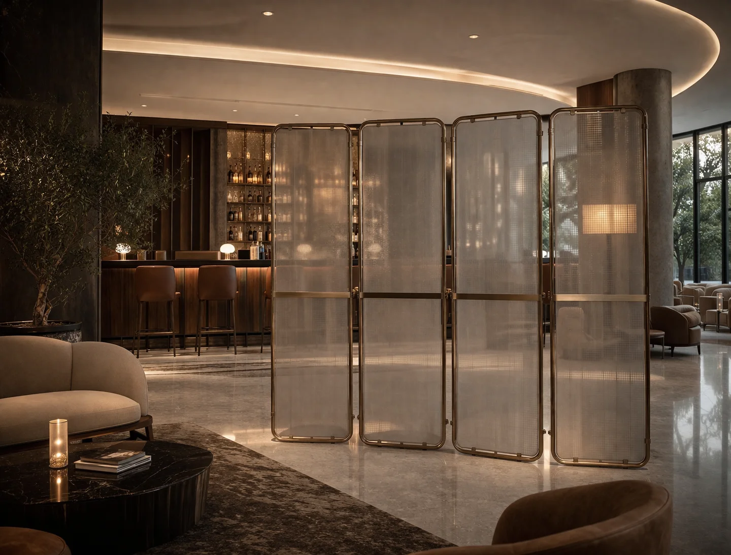 Woven metal partition